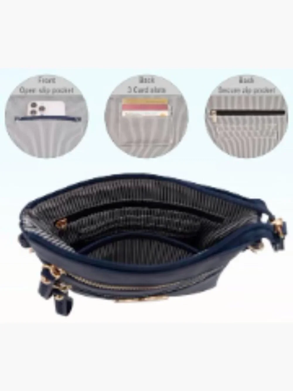 Women's Faux Leather Multi Zipper Crossbody Bag with Detachable Wristlet